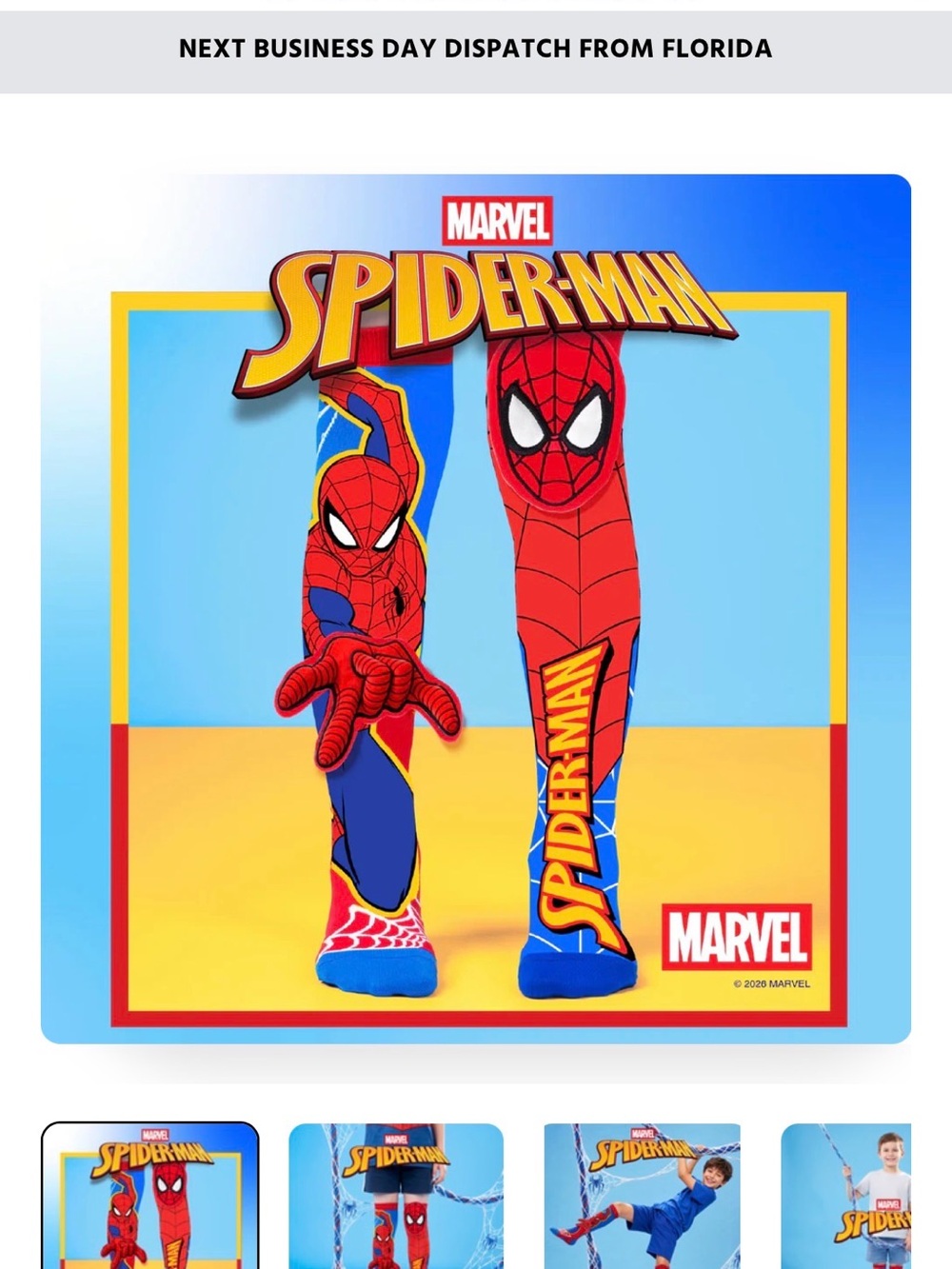 Marvel Spider-Man Kids Red, Blue & Yellow Character socks